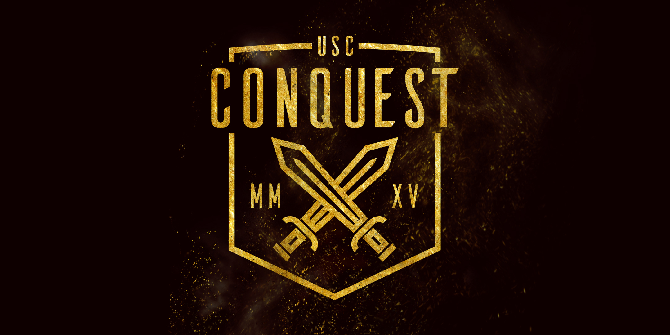 Conquest's gold logo on black